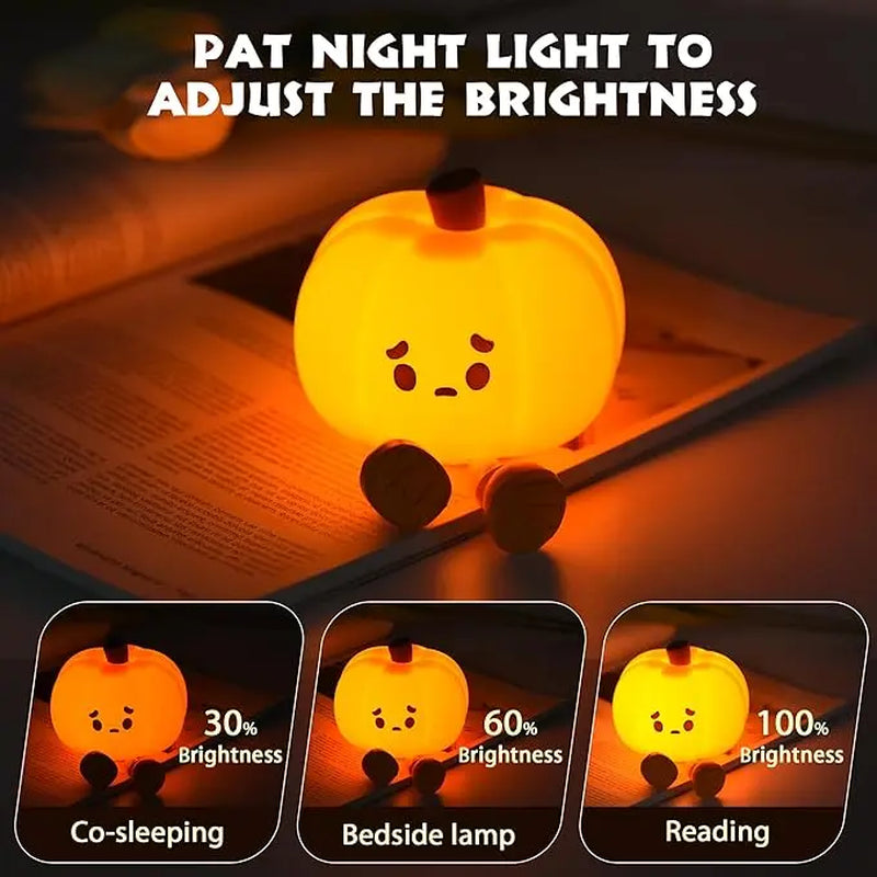 Halloween Pumpkin Night Light - Adjustable Bedside Lamp for Children's Sleep with Eye Protection, USB Rechargeable, Ideal Halloween Decoration Gift