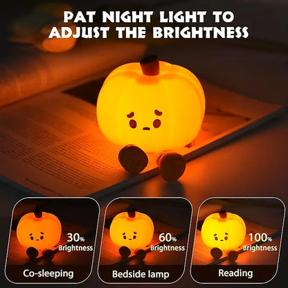 Halloween Pumpkin Night Light - Adjustable Bedside Lamp for Children's Sleep with Eye Protection, USB Rechargeable, Ideal Halloween Decoration Gift
