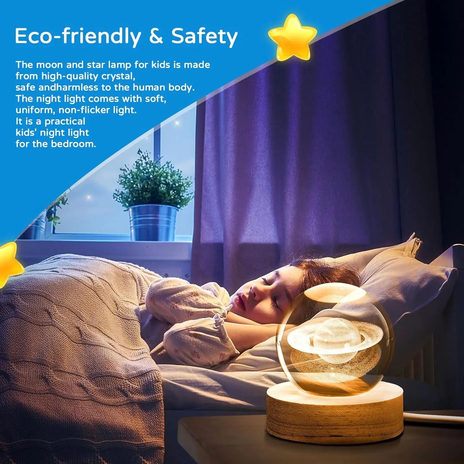 3D Saturn Ball Night Light - LED Galaxy Planet Lamp with Base for Bedroom Decor and Artistic Gifts