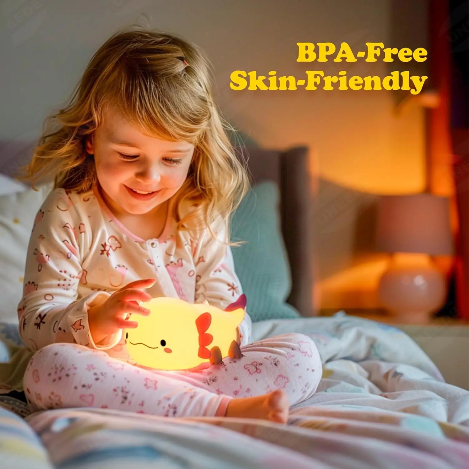 UNEEDE Axolotl Silicone Night Light for Children, Rechargeable Table Lamp for Nursery and Home Decor, Ideal for Bedroom, Living Room, and Dining Spaces, Perfect Gift Option