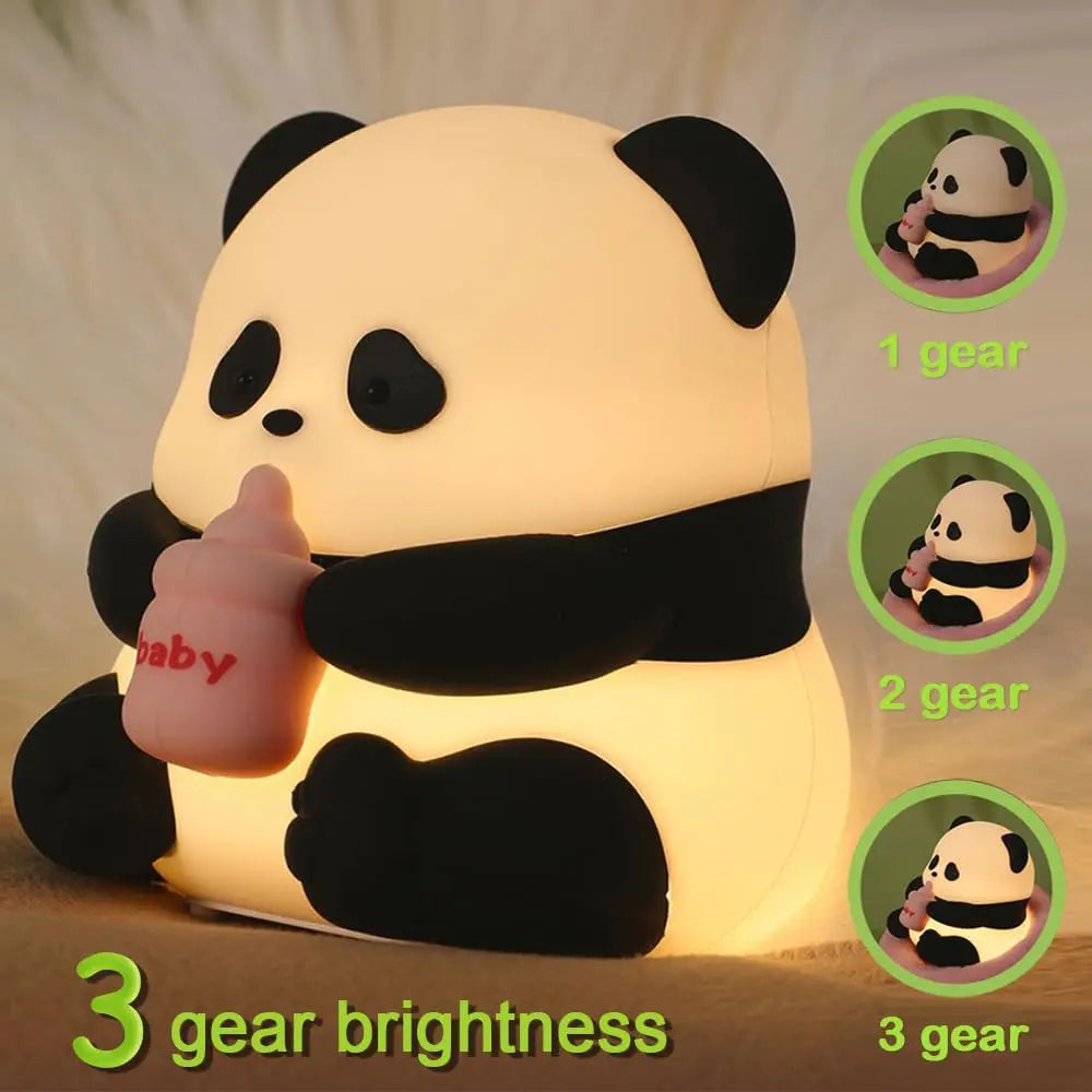 Professional Panda LED Night Light for Children, Silicone Nursery Lamp with USB Rechargeable Feature, Adjustable RGB Lighting and Timer Function, Ideal Gift for Boys and Girls