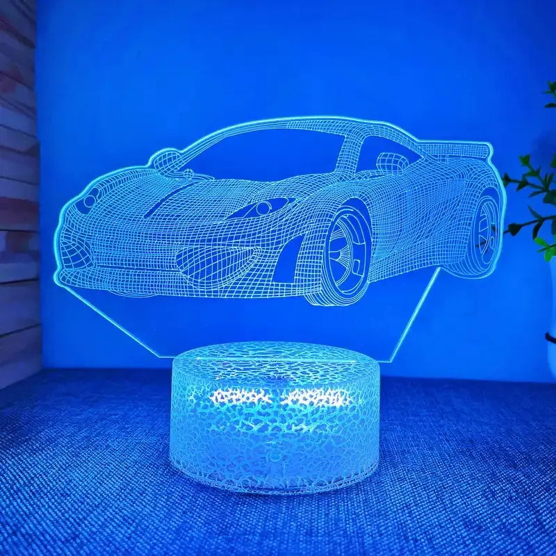 3D Car Design LED Night Light, USB-Powered Creative Desk Lamp, Decorative Ambient Lighting for Home, Bedroom, Living Room, Office - Ideal Gift for Men, Boyfriends, Children, and Family