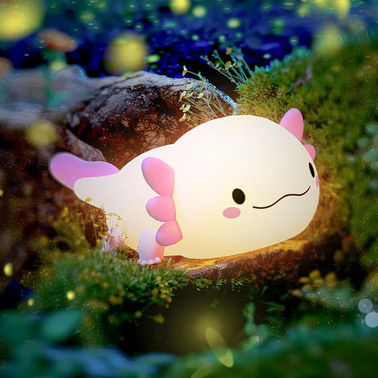 UNEEDE Axolotl Silicone Night Light for Children, Rechargeable Table Lamp for Nursery and Home Decor, Ideal for Bedroom, Living Room, and Dining Spaces, Perfect Gift Option