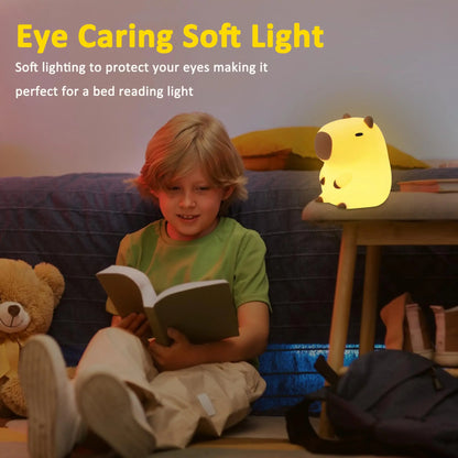 Cartoon Capybara Design Rechargeable Night Light - Portable Touch Control Lamp for Bedroom and Living Room, Ideal Gift for Christmas and New Year