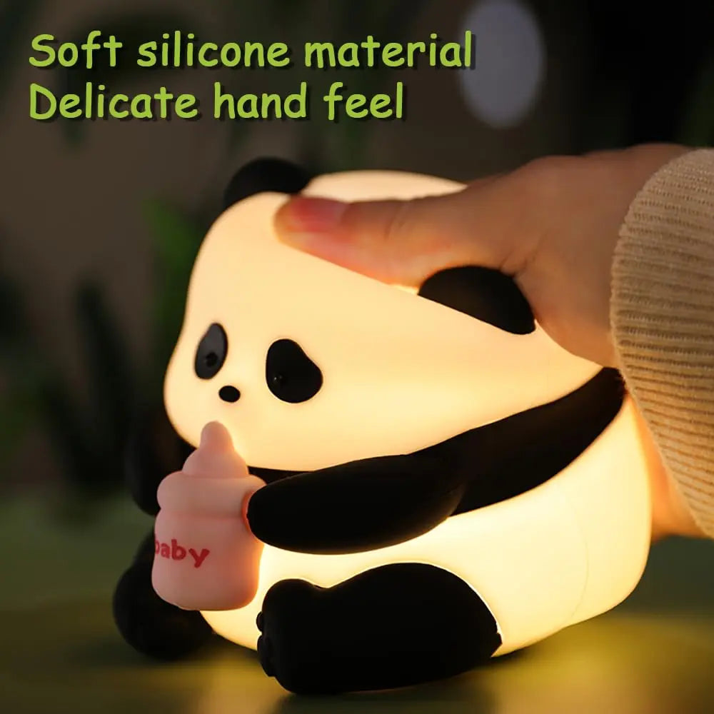 Professional Panda LED Night Light for Children, Silicone Nursery Lamp with USB Rechargeable Feature, Adjustable RGB Lighting and Timer Function, Ideal Gift for Boys and Girls