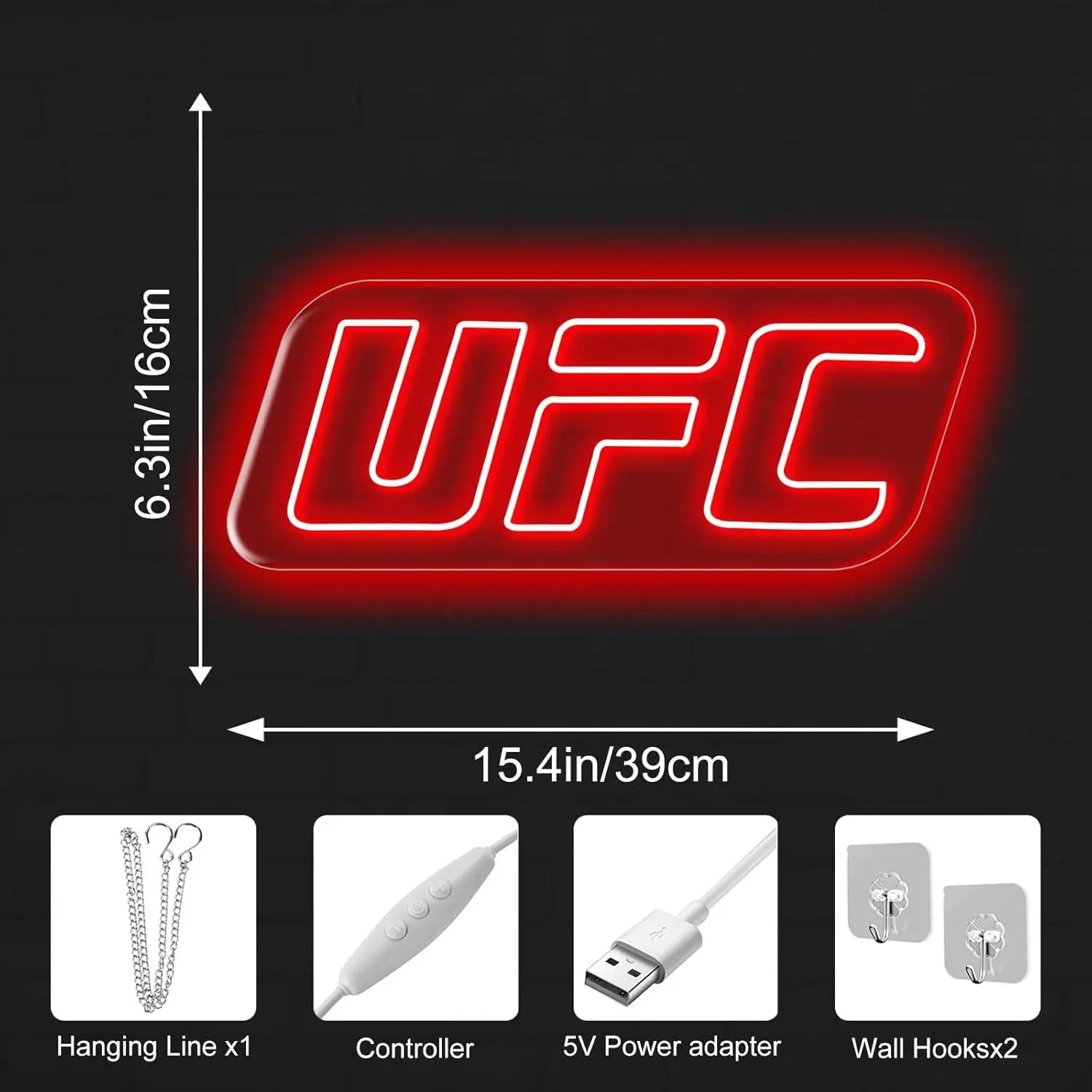 Adjustable UFC Neon Wall Light - USB Powered Ambient Lamp for Gaming Bedrooms and Special Occasions