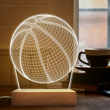 SANDJEST Basketball Night Light - Basketball 3D Illusion Lamp Acrylic Night Lights Gifts for Kids Boys Men Desk Room Bedroom Decor on Birthday Christmas