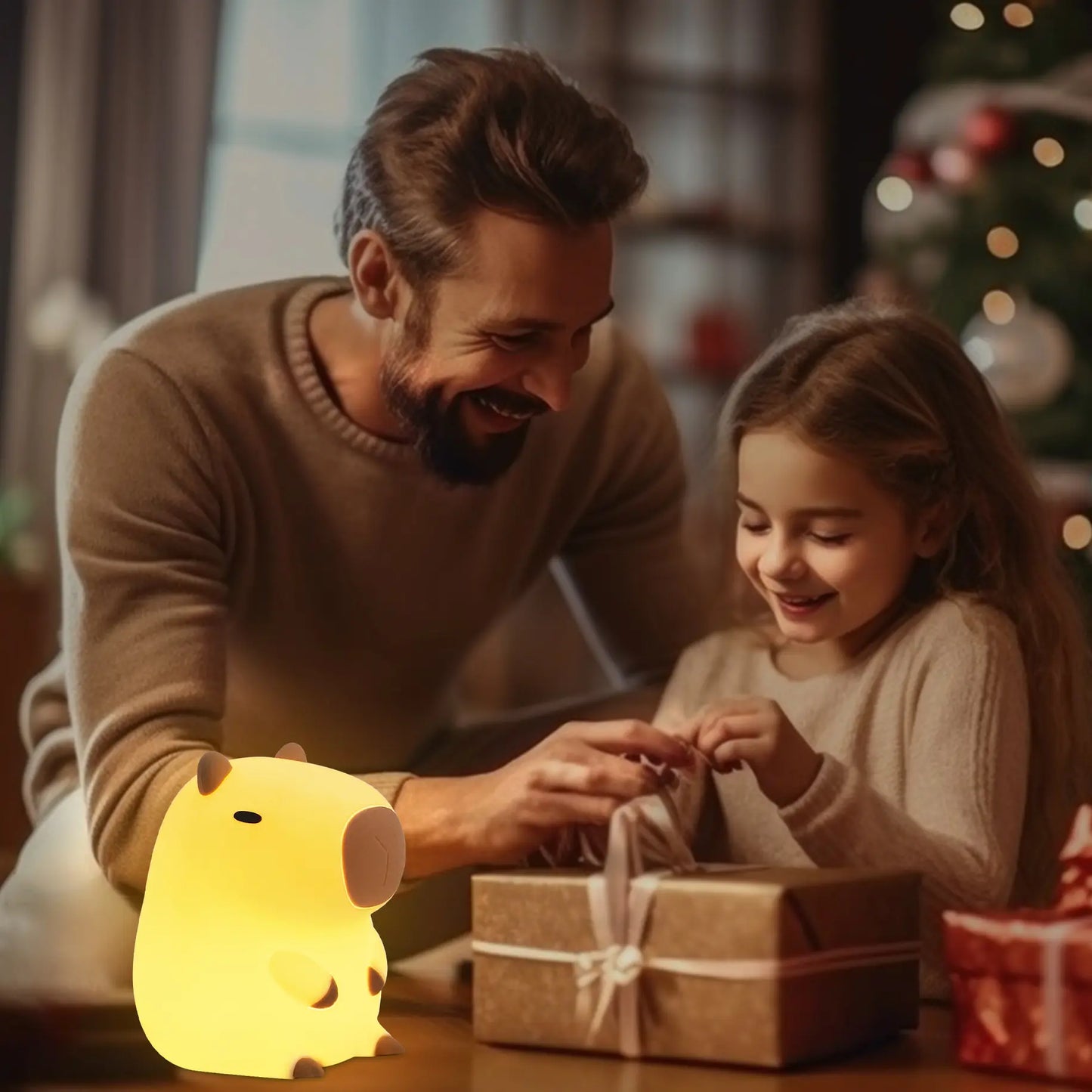 Cartoon Capybara Design Rechargeable Night Light - Portable Touch Control Lamp for Bedroom and Living Room, Ideal Gift for Christmas and New Year