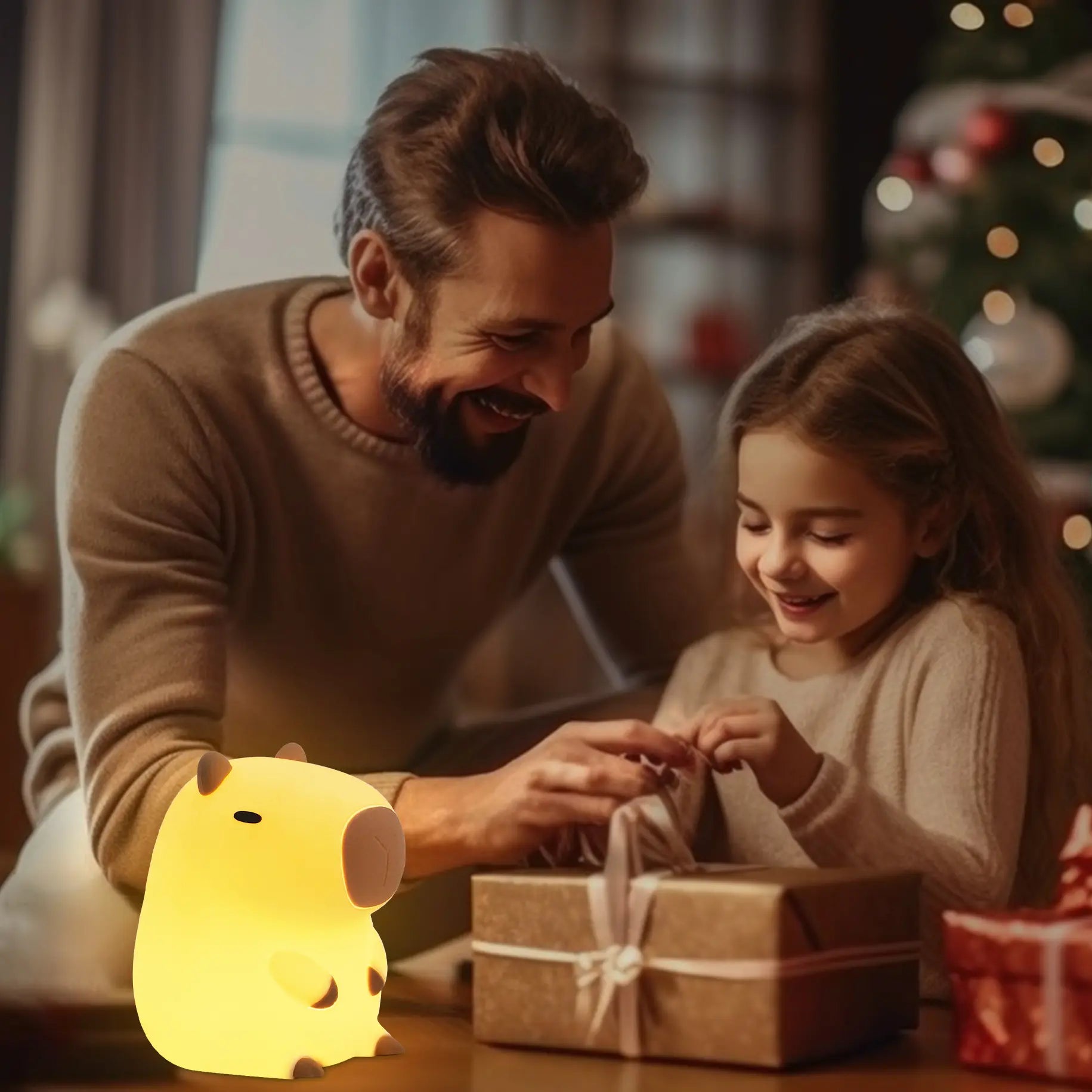 Cartoon Capybara Design Rechargeable Night Light - Portable Touch Control Lamp for Bedroom and Living Room, Ideal Gift for Christmas and New Year