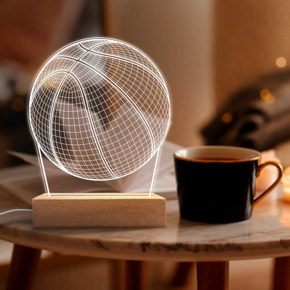 SANDJEST Basketball Night Light - Basketball 3D Illusion Lamp Acrylic Night Lights Gifts for Kids Boys Men Desk Room Bedroom Decor on Birthday Christmas