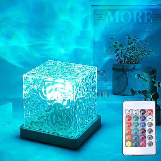 Ocean Wave Projector Light - Midnight Aura Lamp with Touch Control and 3D Tesseract Design for Home, Office, Bar, and Restaurant Decorative Lighting