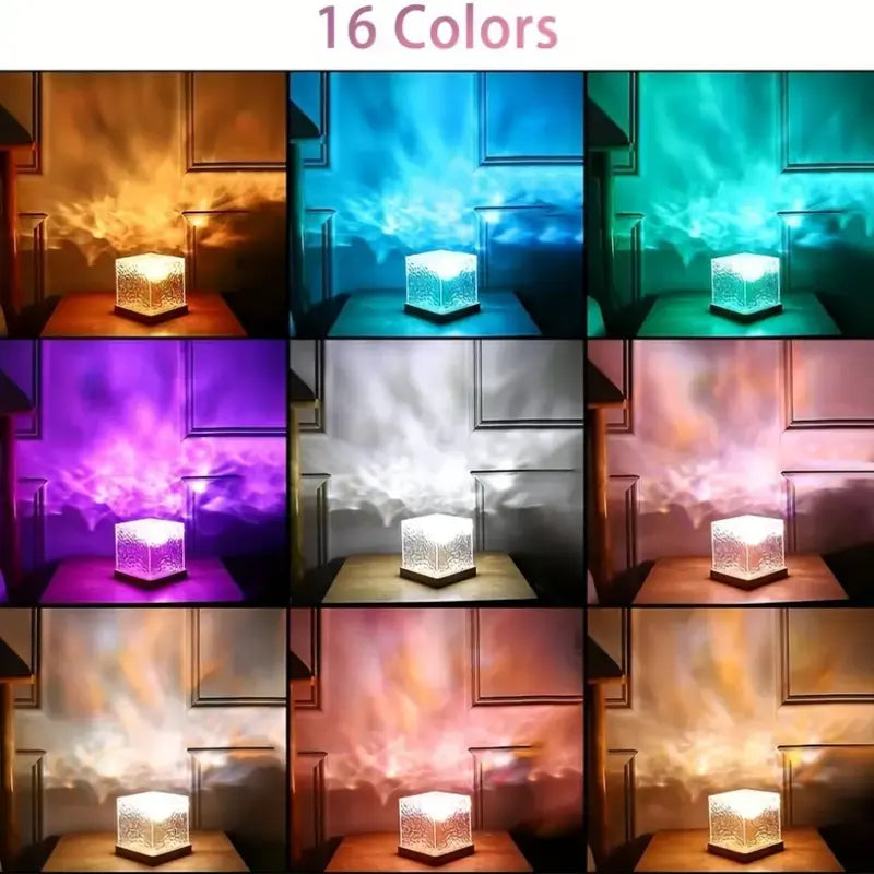 Ocean Wave Projector Light - Midnight Aura Lamp with Touch Control and 3D Tesseract Design for Home, Office, Bar, and Restaurant Decorative Lighting