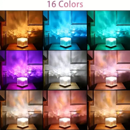 Ocean Wave Projector Light - Midnight Aura Lamp with Touch Control and 3D Tesseract Design for Home, Office, Bar, and Restaurant Decorative Lighting