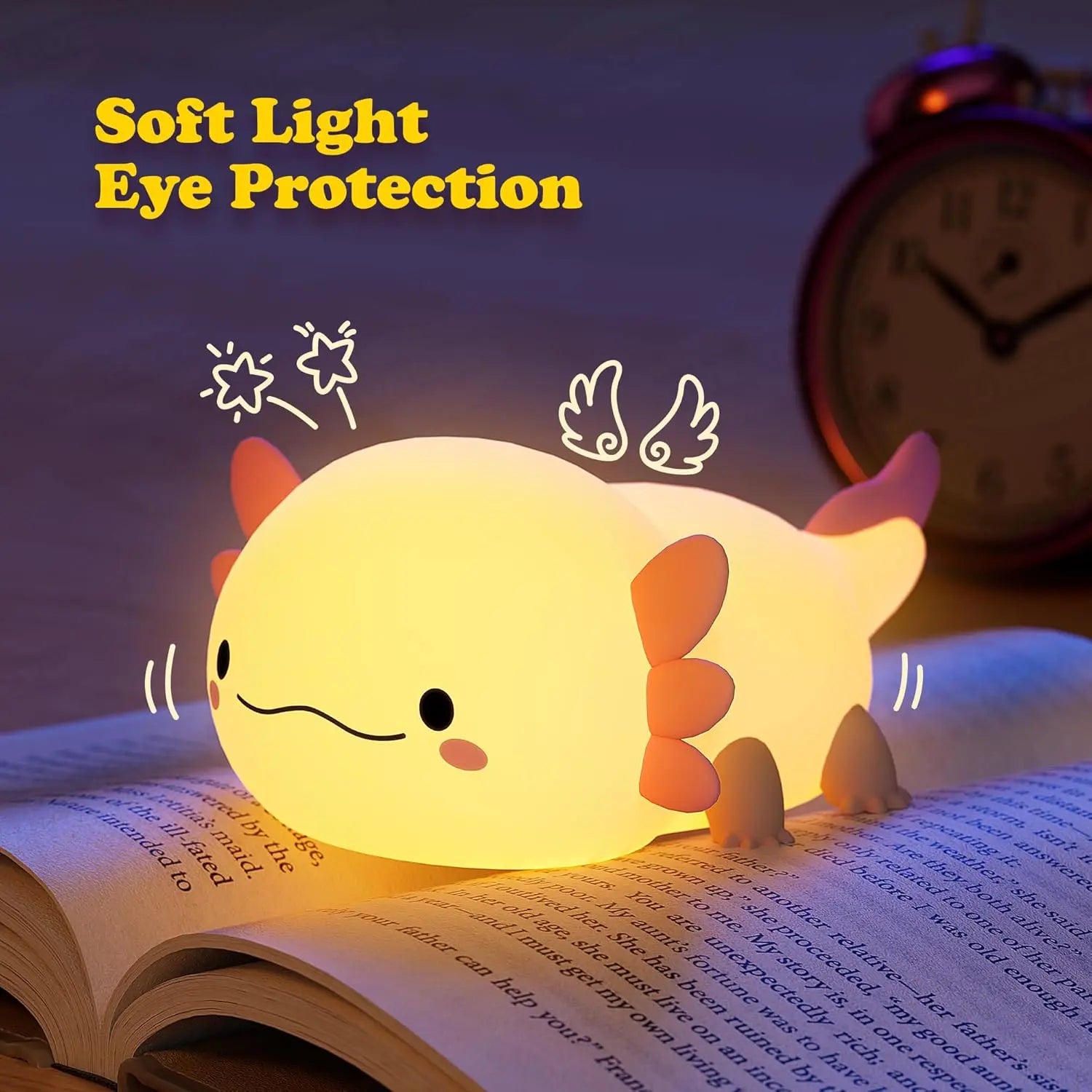UNEEDE Axolotl Silicone Night Light for Children, Rechargeable Table Lamp for Nursery and Home Decor, Ideal for Bedroom, Living Room, and Dining Spaces, Perfect Gift Option