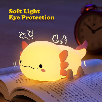 UNEEDE Axolotl Silicone Night Light for Children, Rechargeable Table Lamp for Nursery and Home Decor, Ideal for Bedroom, Living Room, and Dining Spaces, Perfect Gift Option
