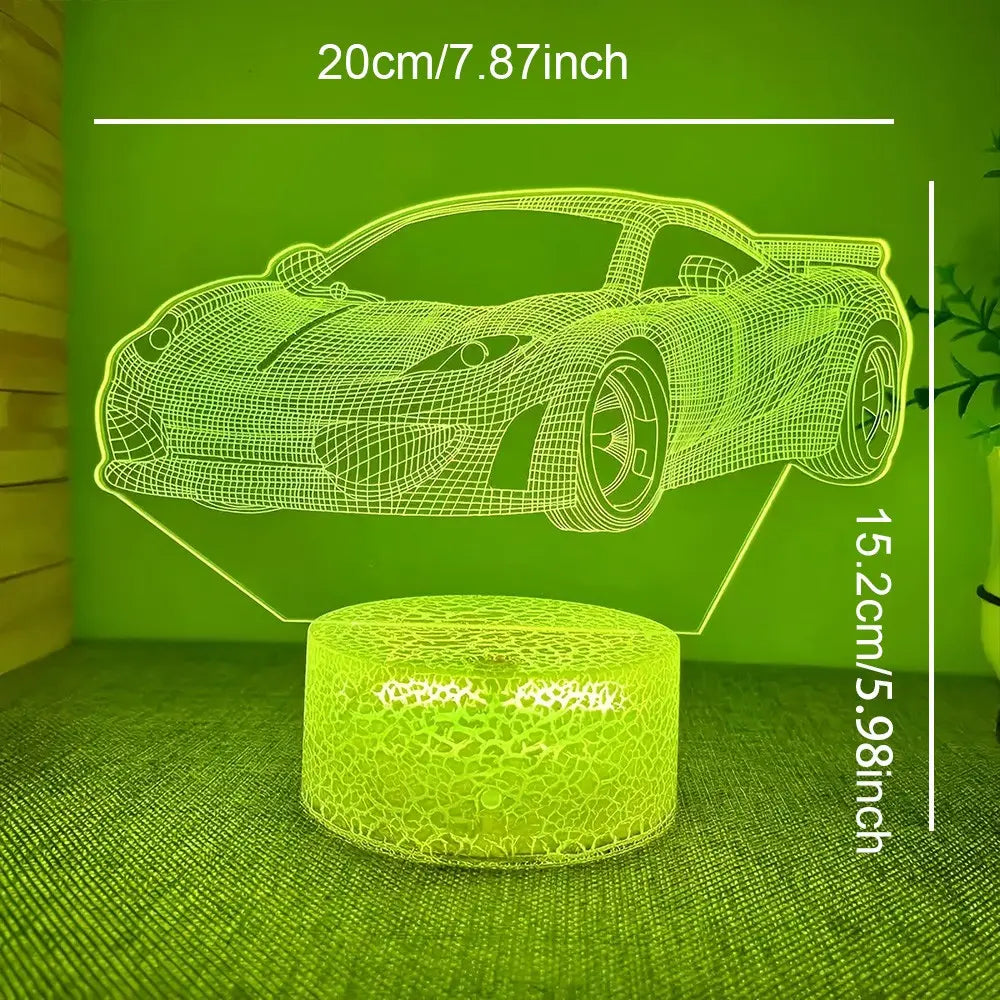 3D Car Design LED Night Light, USB-Powered Creative Desk Lamp, Decorative Ambient Lighting for Home, Bedroom, Living Room, Office - Ideal Gift for Men, Boyfriends, Children, and Family