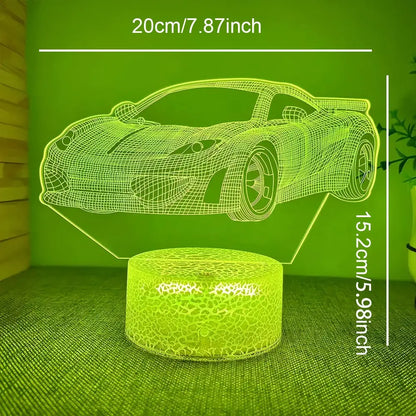 3D Car Design LED Night Light, USB-Powered Creative Desk Lamp, Decorative Ambient Lighting for Home, Bedroom, Living Room, Office - Ideal Gift for Men, Boyfriends, Children, and Family
