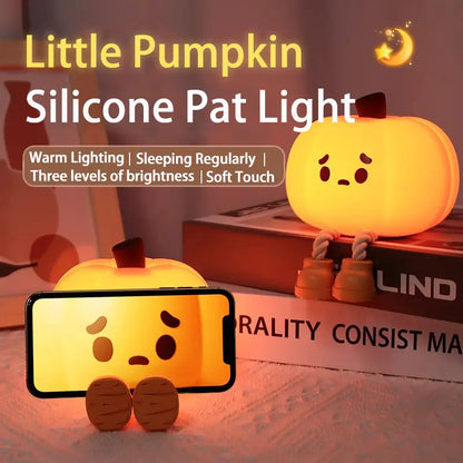 Halloween Pumpkin Night Light - Adjustable Bedside Lamp for Children's Sleep with Eye Protection, USB Rechargeable, Ideal Halloween Decoration Gift