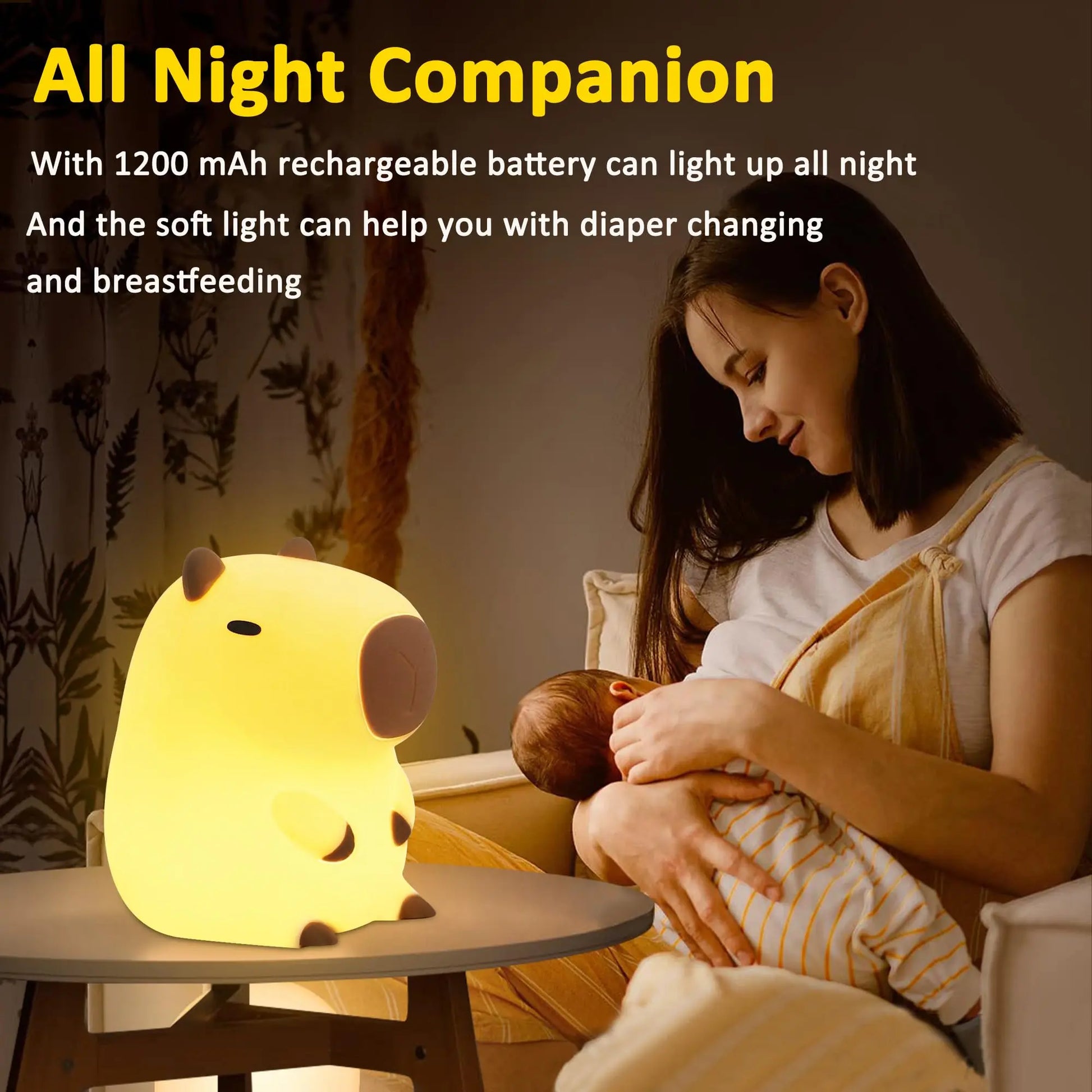 Cartoon Capybara Design Rechargeable Night Light - Portable Touch Control Lamp for Bedroom and Living Room, Ideal Gift for Christmas and New Year