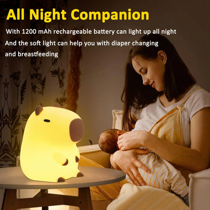 Cartoon Capybara Design Rechargeable Night Light - Portable Touch Control Lamp for Bedroom and Living Room, Ideal Gift for Christmas and New Year