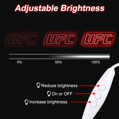 Adjustable UFC Neon Wall Light - USB Powered Ambient Lamp for Gaming Bedrooms and Special Occasions
