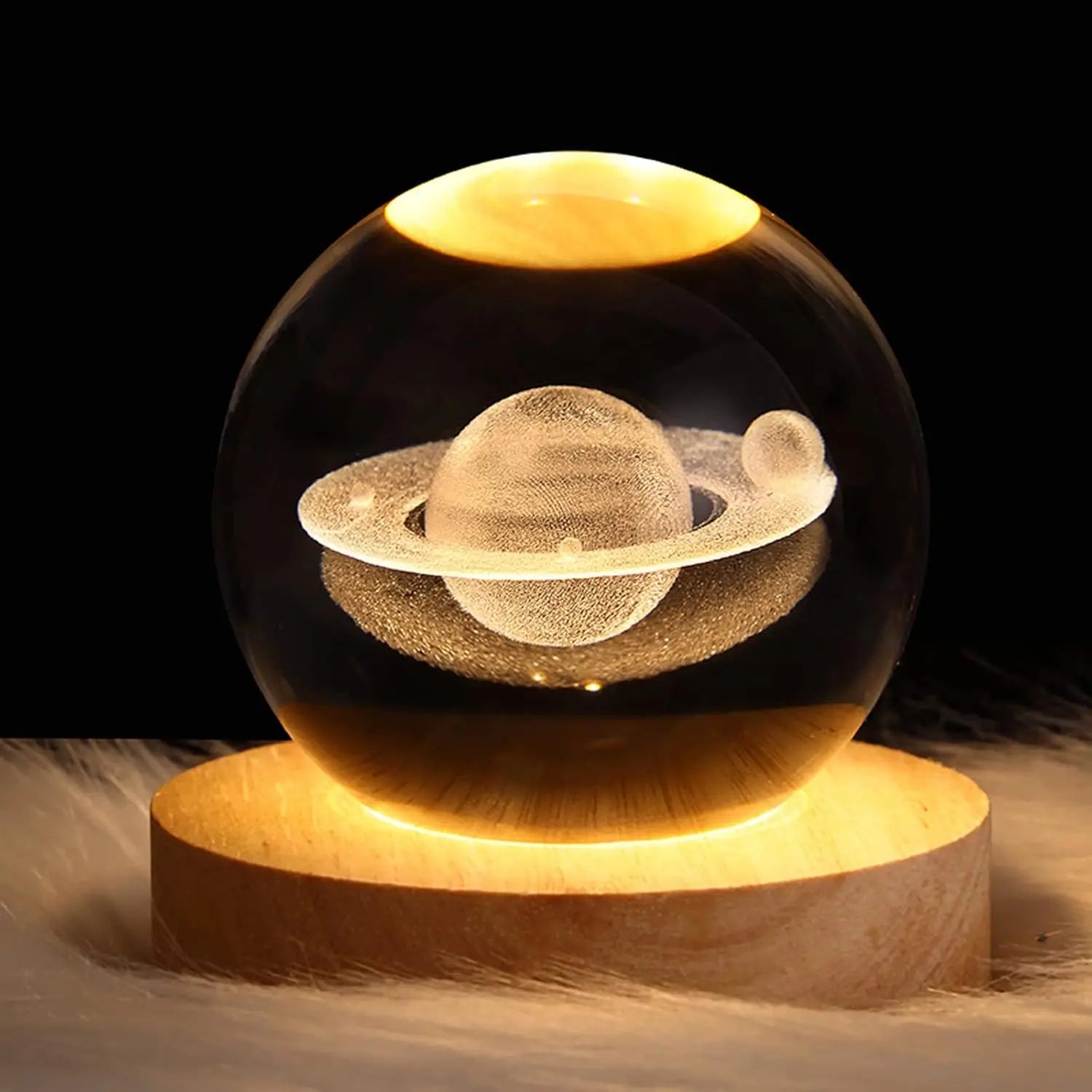 3D Saturn Ball Night Light - LED Galaxy Planet Lamp with Base for Bedroom Decor and Artistic Gifts