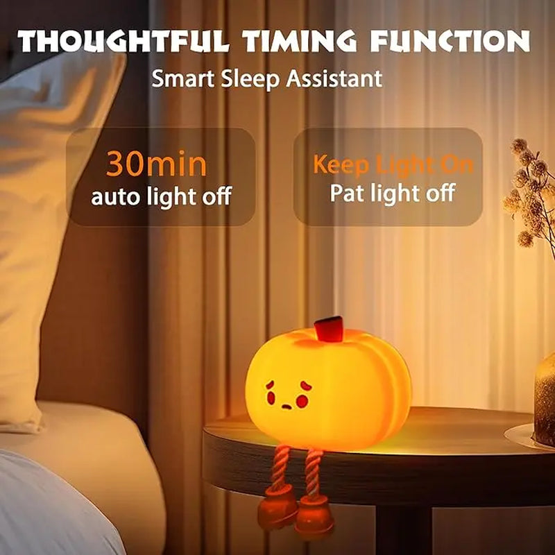 Halloween Pumpkin Night Light - Adjustable Bedside Lamp for Children's Sleep with Eye Protection, USB Rechargeable, Ideal Halloween Decoration Gift