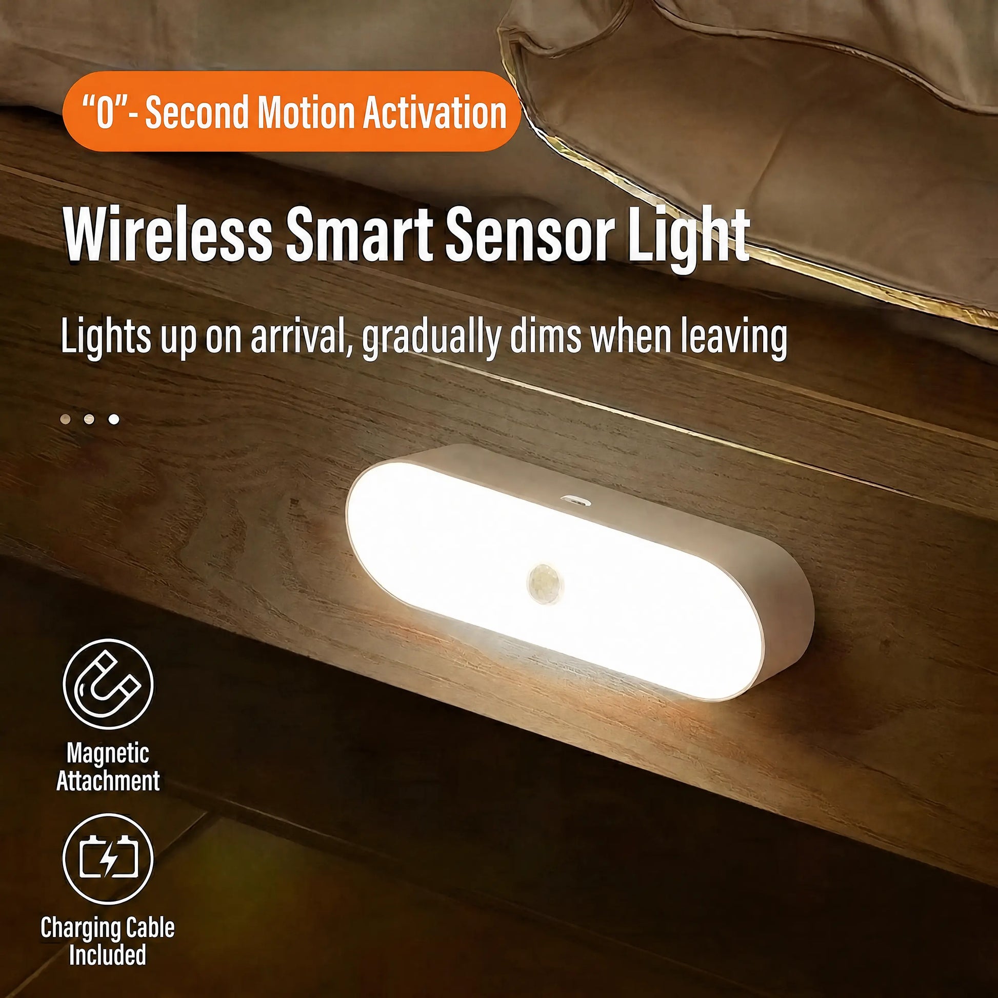Under Cabinet Motion Sensor Lights, USB Rechargeable and Dimmable, Magnetic Installation for Kitchen, Wardrobe, Pantry, Closet, Bathroom, Stairs, Sink Cabinet, and Garage