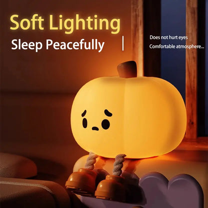 Halloween Pumpkin Night Light - Adjustable Bedside Lamp for Children's Sleep with Eye Protection, USB Rechargeable, Ideal Halloween Decoration Gift