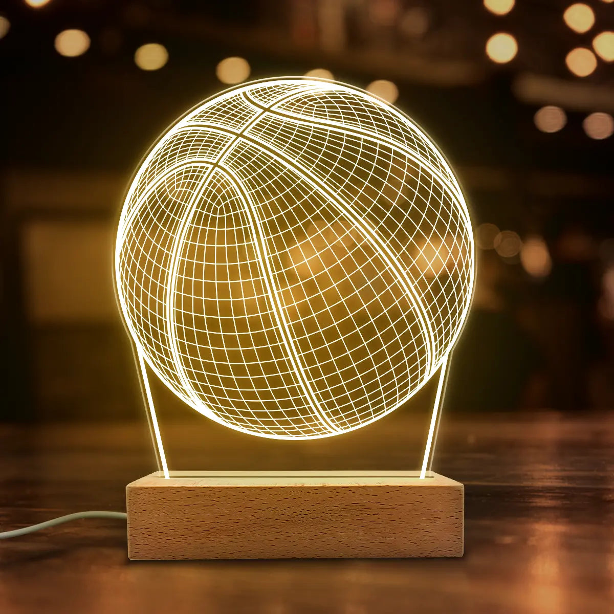 SANDJEST Basketball Night Light - Basketball 3D Illusion Lamp Acrylic Night Lights Gifts for Kids Boys Men Desk Room Bedroom Decor on Birthday Christmas