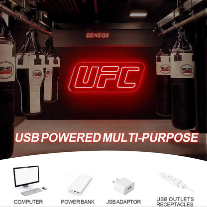 Adjustable UFC Neon Wall Light - USB Powered Ambient Lamp for Gaming Bedrooms and Special Occasions