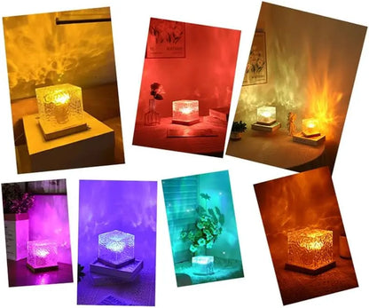 Ocean Wave Projector Light - Midnight Aura Lamp with Touch Control and 3D Tesseract Design for Home, Office, Bar, and Restaurant Decorative Lighting