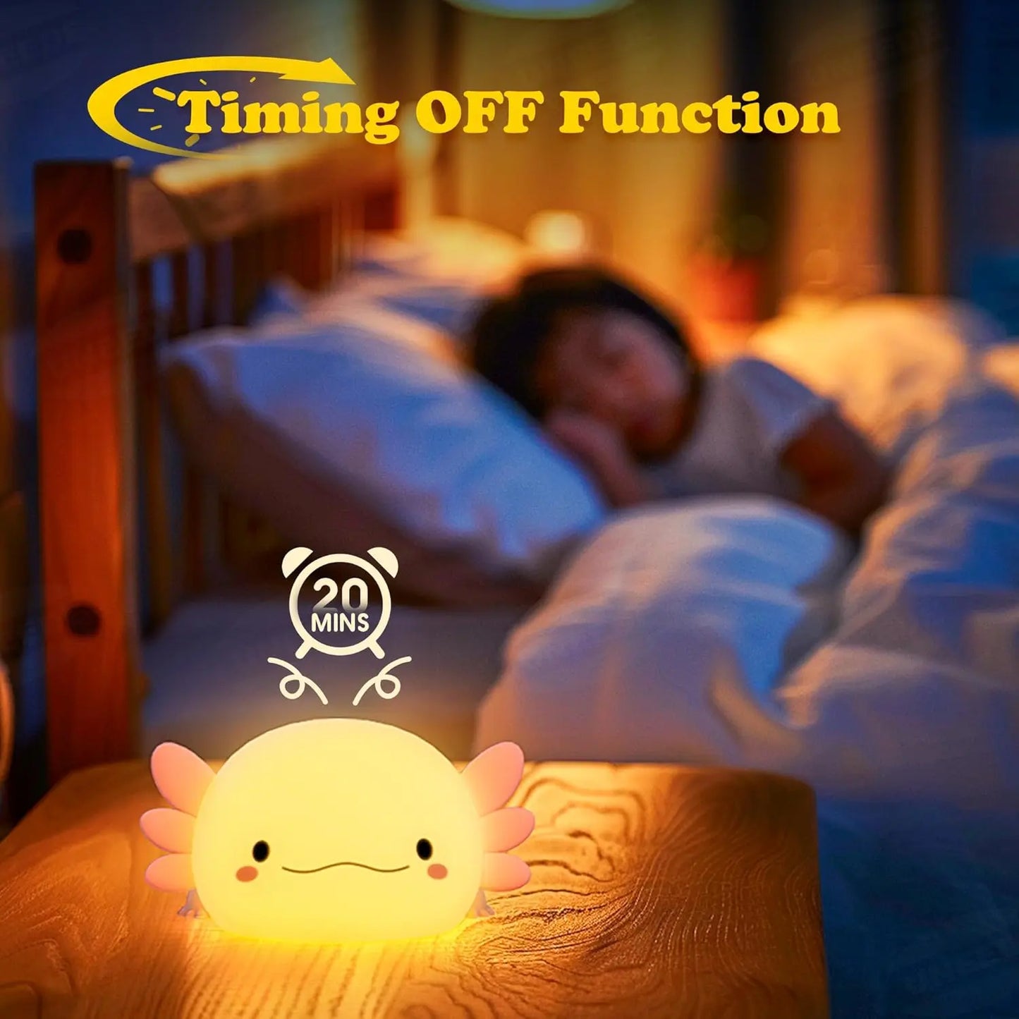 UNEEDE Axolotl Silicone Night Light for Children, Rechargeable Table Lamp for Nursery and Home Decor, Ideal for Bedroom, Living Room, and Dining Spaces, Perfect Gift Option