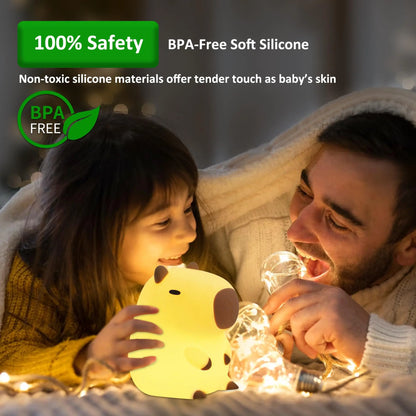 Cartoon Capybara Design Rechargeable Night Light - Portable Touch Control Lamp for Bedroom and Living Room, Ideal Gift for Christmas and New Year